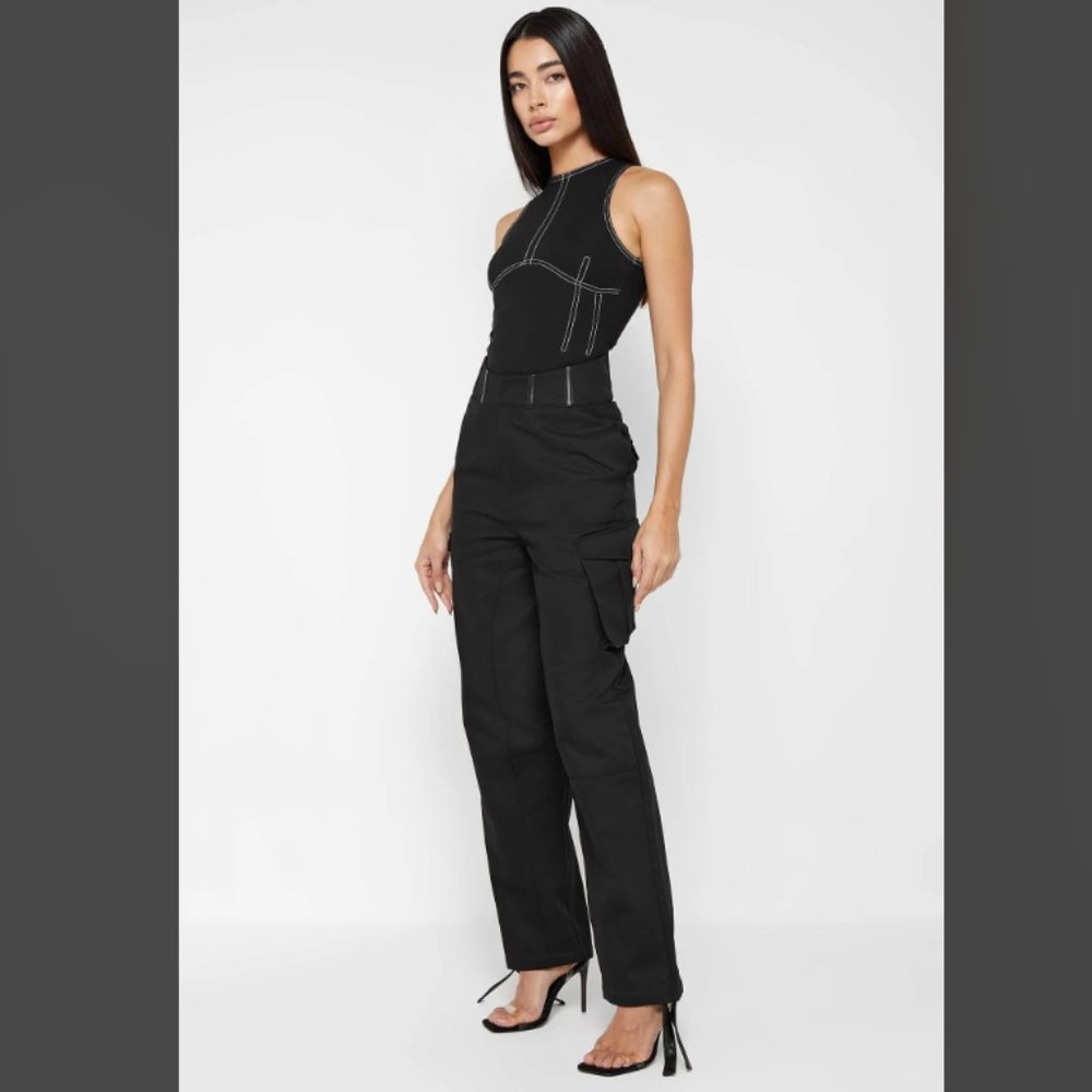 Maniere De Voir CARGO TROUSERS WITH CORSET DETAIL